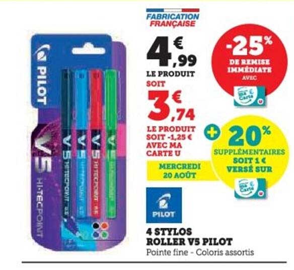4 STYLOS ROLLER V5 PILOT
