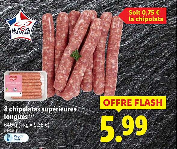 8 chipolatas supérieures longues
