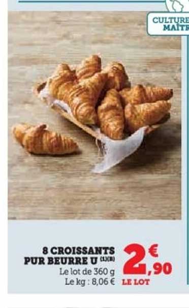 8 CROISSANTS PUR BEURRE U (360g)