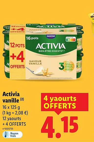 Activia vanille (2) 16 x 125 g
