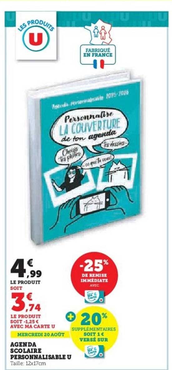 AGENA SCOLAIRE PERSONNALISABLE U