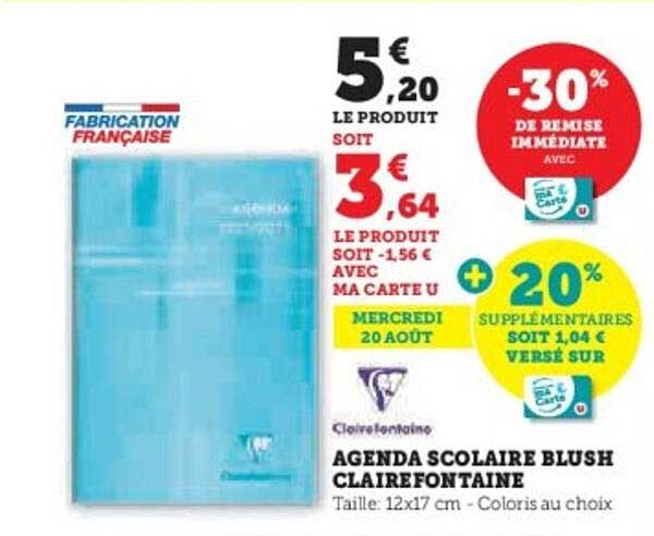 AGENDA SCOLAIRE BLUSH CLAIREFONTAINE