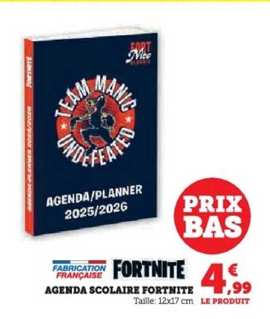 AGENDA SCOLAIRE FORTNITE - 2025/2026