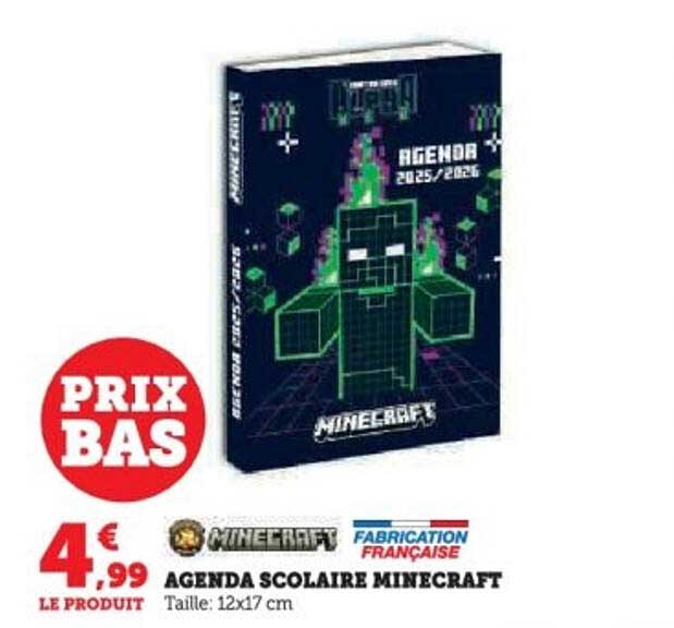 AGENDA SCOLAIRE MINECRAFT
