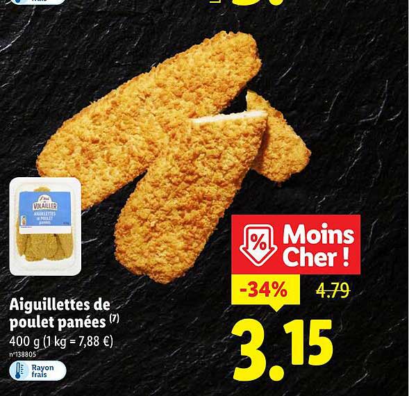 Aiguillettes de poulet panées (7)