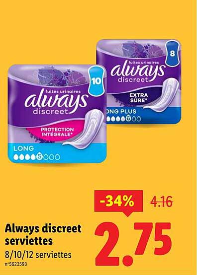 Always discreet serviettes