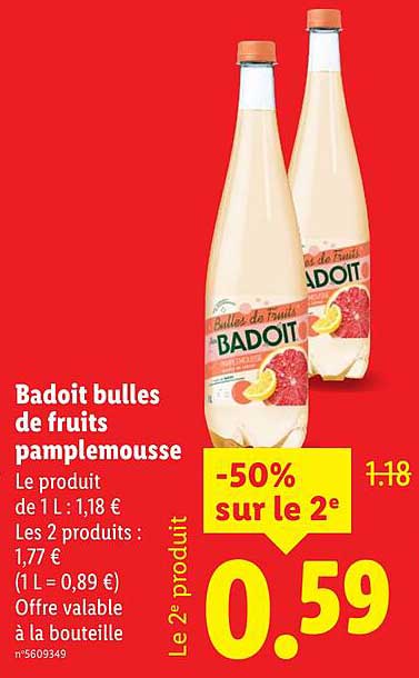 Badoit bulles de fruits pamplemousse
