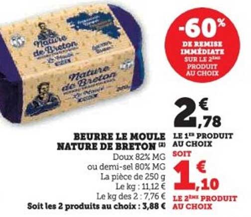 BEURRE LE MOULÉ NATURE DE BRÉTON