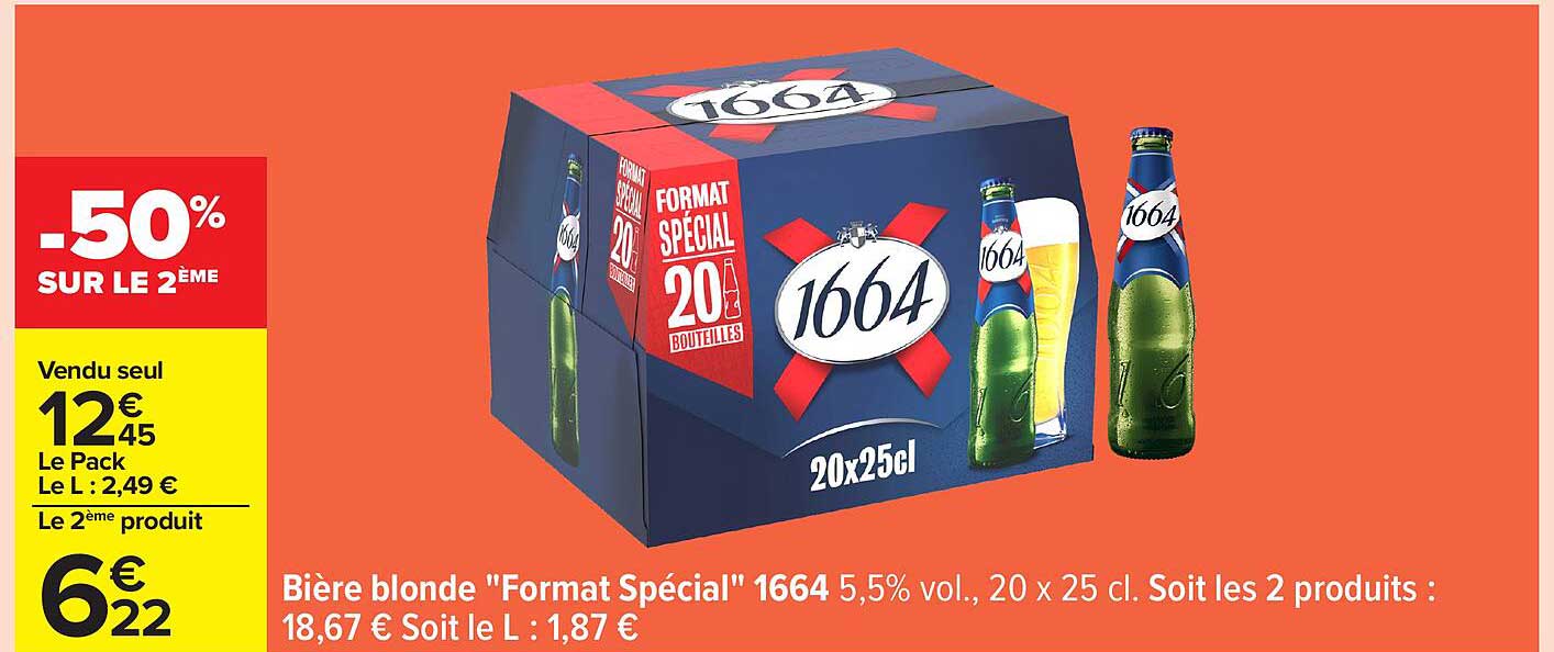 Bière blonde "Format Spécial" 1664 5,5% vol., 20 x 25 cl