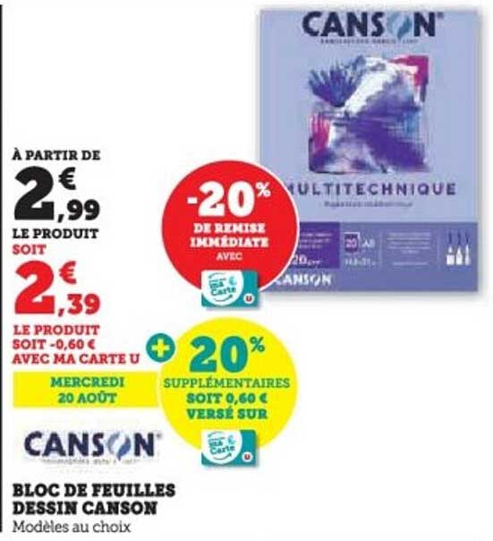 BLOC DE FEUILLES DESSIN CANSON