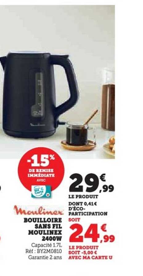 Bouilloire sans fil Moulinex 2400W