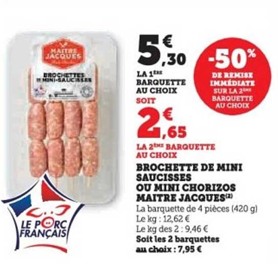 BROCHETTE DE MINI SAUCISSES OU MINI CHORIZOS MAÎTRE JACQUES