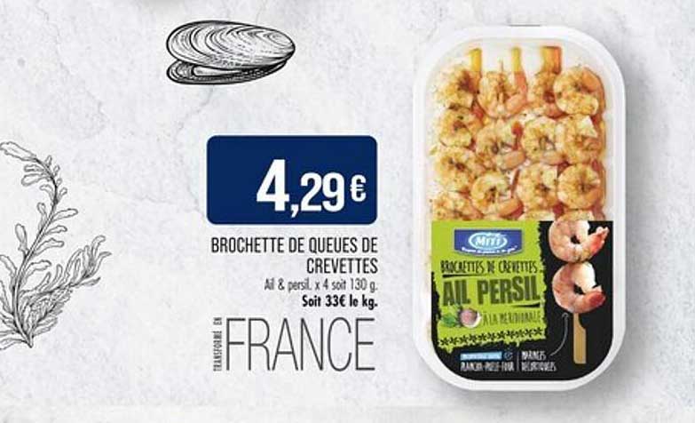 Brochette de queues de crevettes
