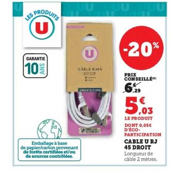 CÂBLE U RJ 45 DROIT