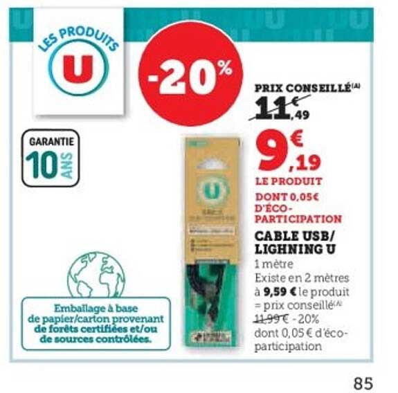 CÂBLE USB/LIGHTNING U -20%