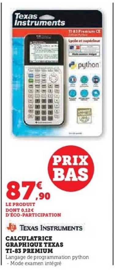 CALCULATRICE GRAPHIQUE TEXAS TI-83 PREMIUM