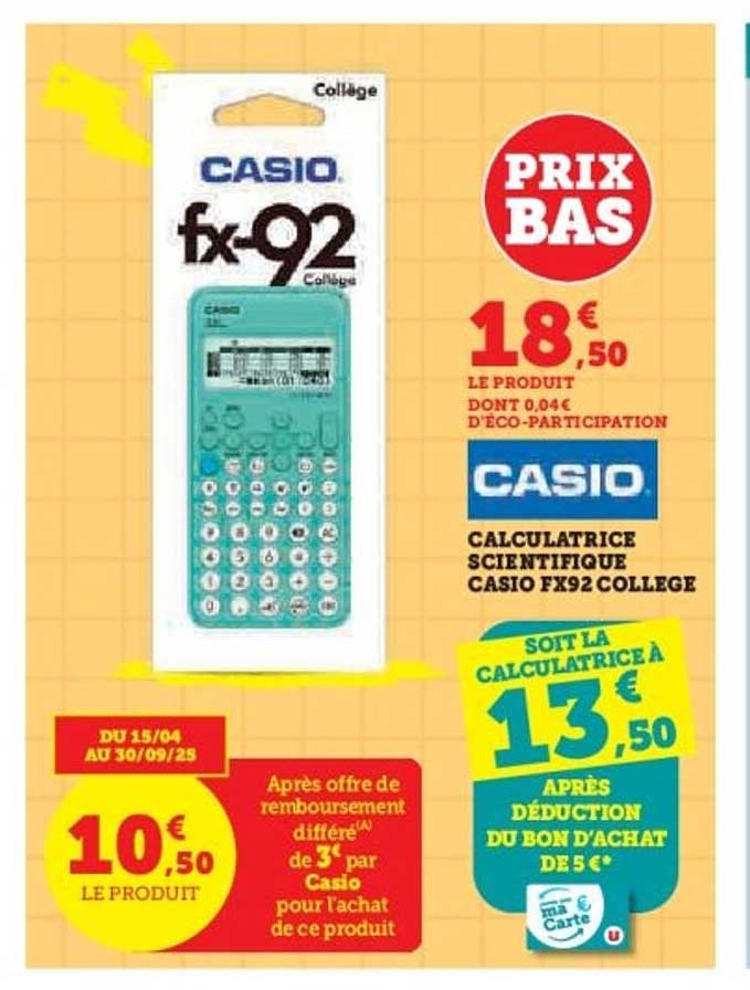 Calculatrice scientifique Casio fx-92 Collège