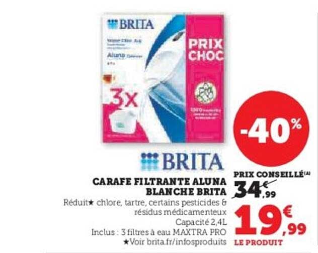 CARAFE FILTRANTE ALUNA BLANCHE BRITA