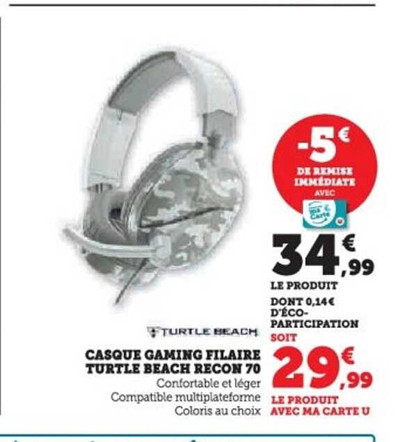 CASQUE GAMING FILAIRE TURTLE BEACH RECON 70