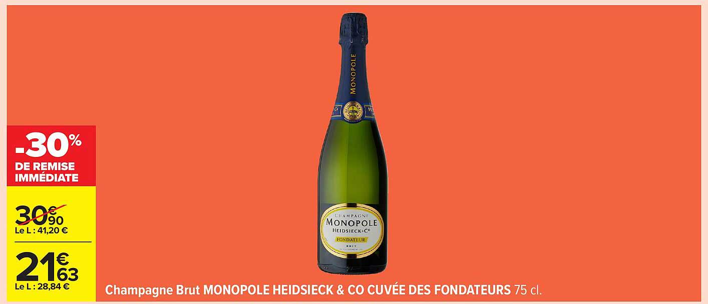 Champagne Brut MONOPOLE HEIDSIECK & CO CUVÉE DES FONDATEURS 75 cl.