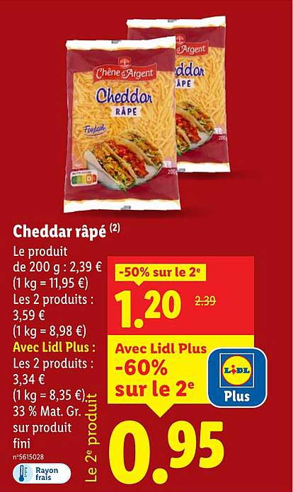 Cheddar râpé