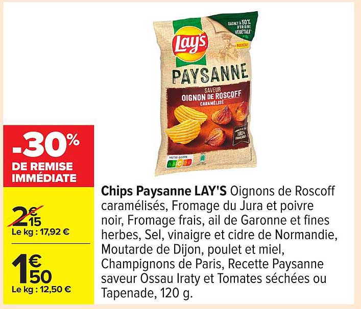 Chips Paysanne LAY'S Oignons de Roscoff caramélisés