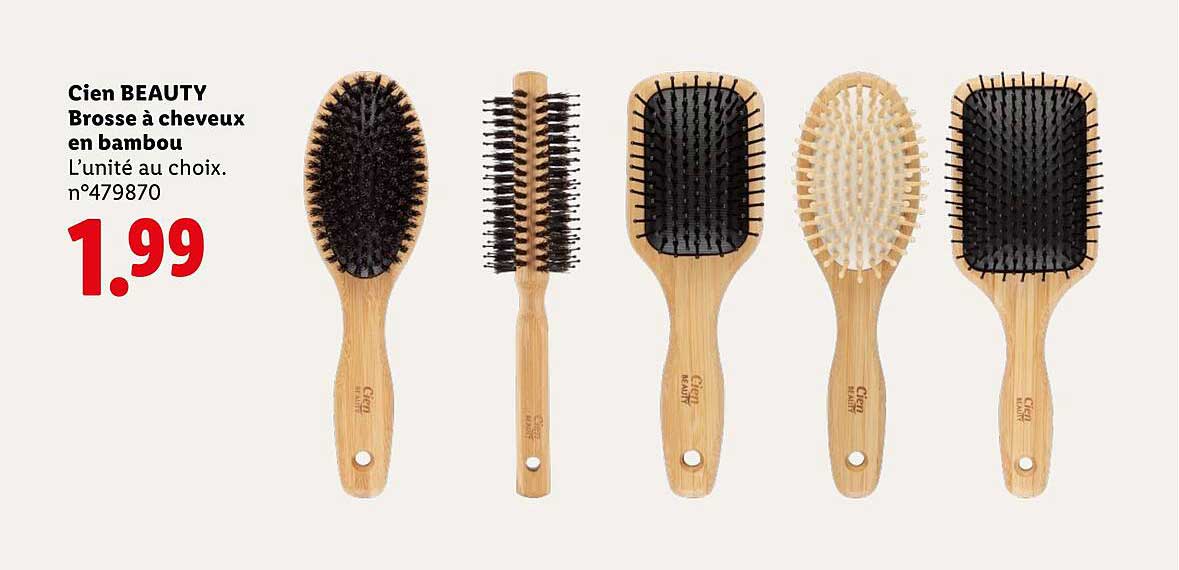 Cien BEAUTY Brosse à cheveux en bambou