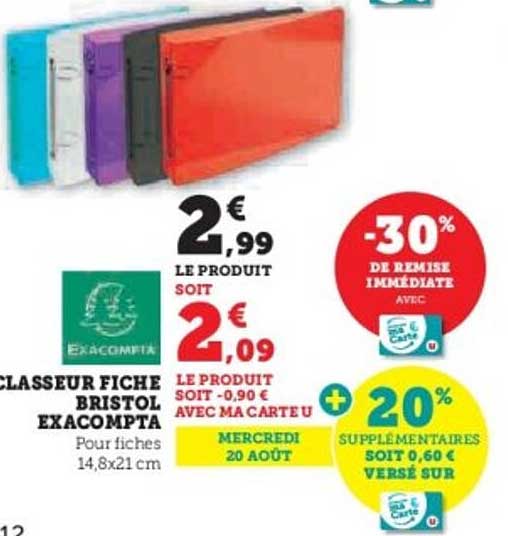 CLASSEUR FICHE BRISTOL EXACOMPTA
