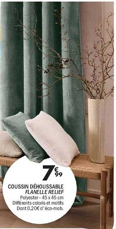 COUSSIN DÉHOUSSABLE FLANELLE RELIEF