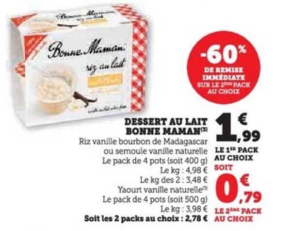 DESSERT AU LAIT BONNE MAMAN