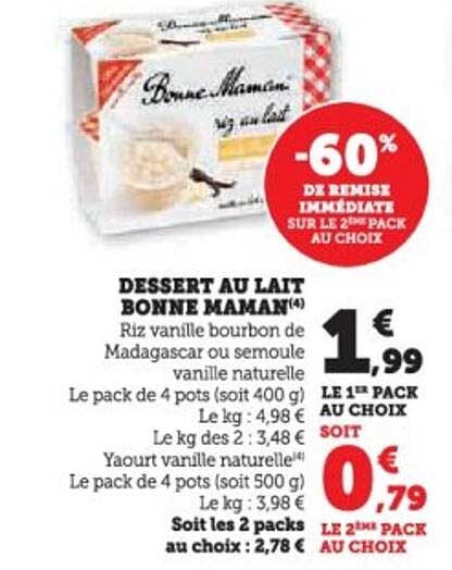 DESSERT AU LAIT BONNE MAMAN