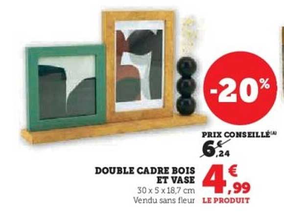 DOUBLE CADRE BOIS ET VASE