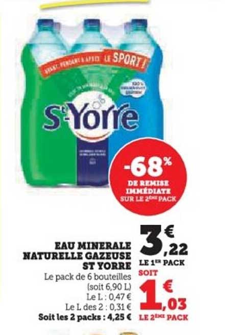 EAU MINERALE NATURELLE GAZEUSE ST YORRE