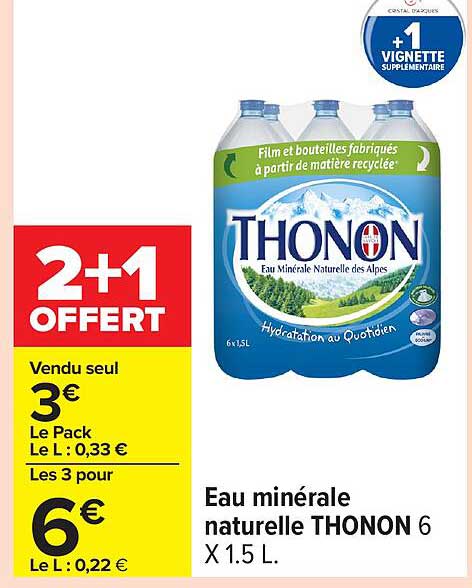 Eau minérale naturelle THONON 6 X 1.5 L