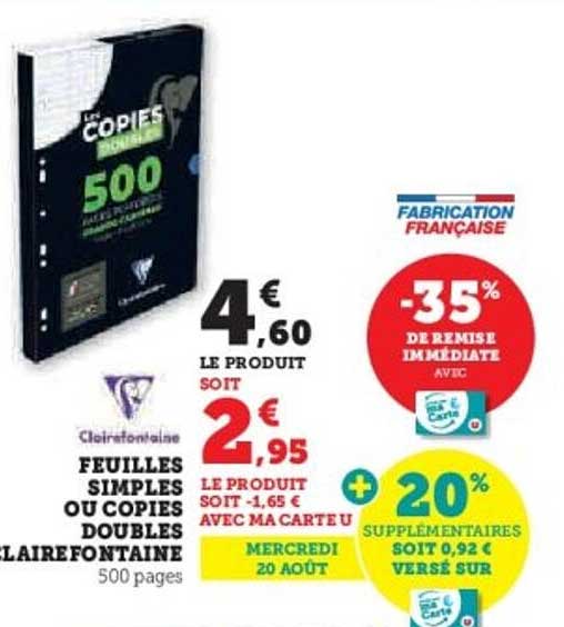 Feuilles simples ou copies doubles Clairefontaine 500 pages