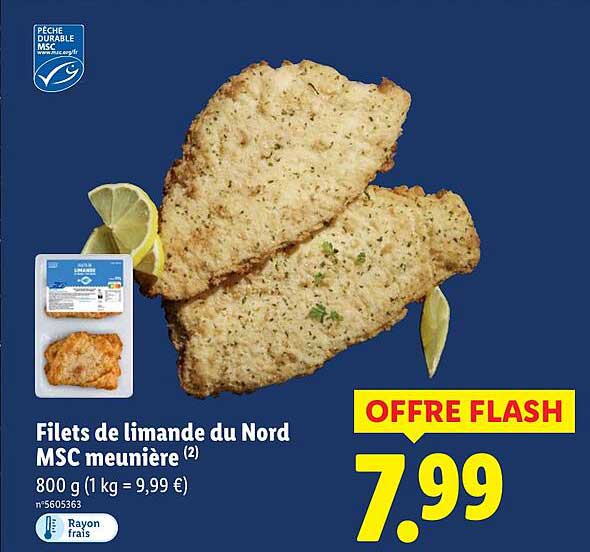 Filets de limande du Nord MSC meunière