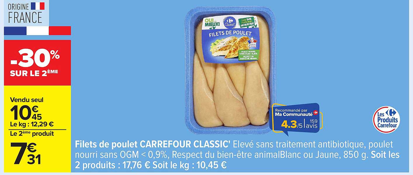Filets de poulet CARREFOUR CLASSIC'