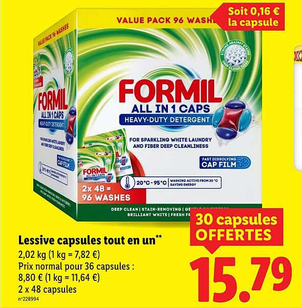 FORMIL All in 1 Caps - Lessive capsules tout en un**