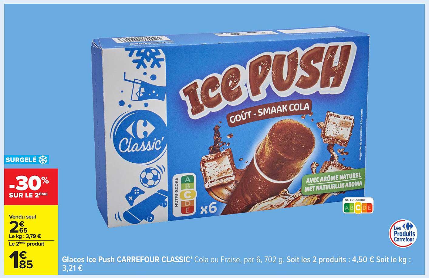 Glaces Ice Push CARREFOUR CLASSIC' Cola ou Fraise