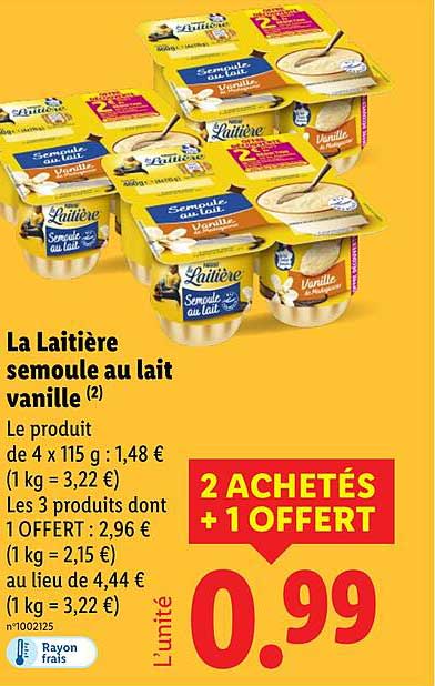 La Laitière semoule au lait vanille