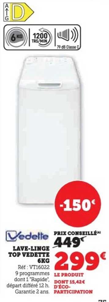 LAVE-LINGE TOP VEDETTE 6KG