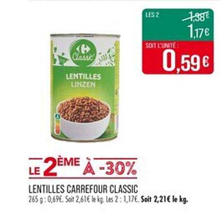 LENTILLES CARREFOUR CLASSIC