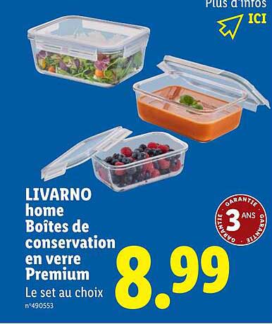 LIVARNO home Boîtes de conservation en verre Premium