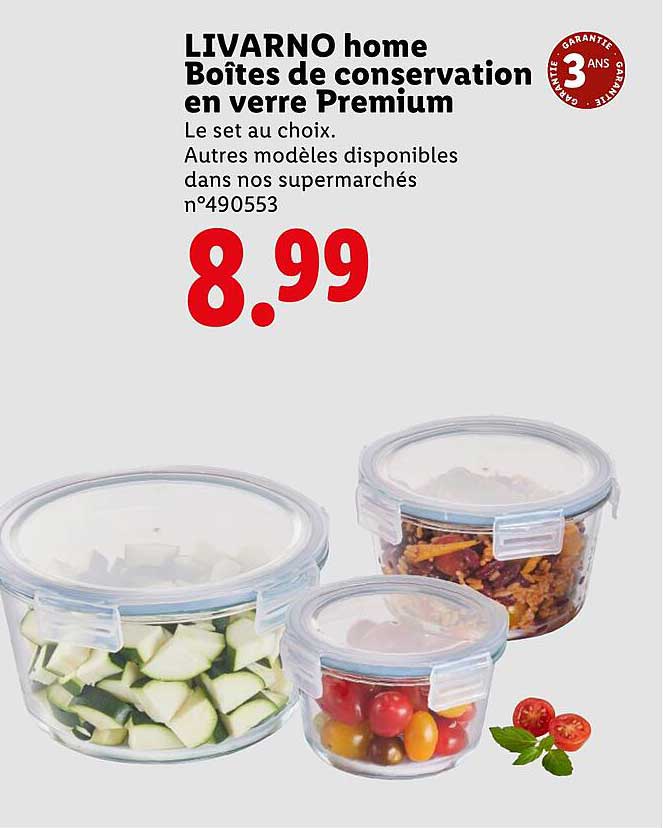 LIVARNO home Boîtes de conservation en verre Premium