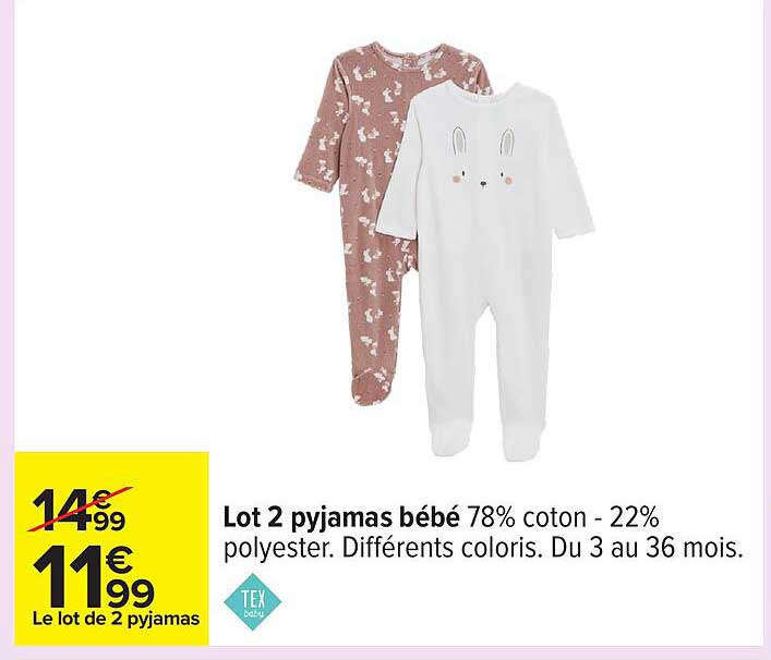 Lot 2 pyjamas bébé