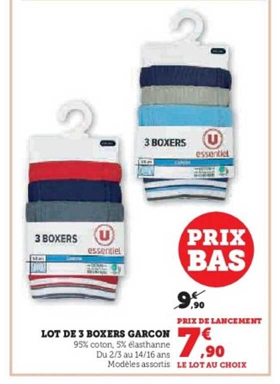 LOT DE 3 BOXERS GARCON