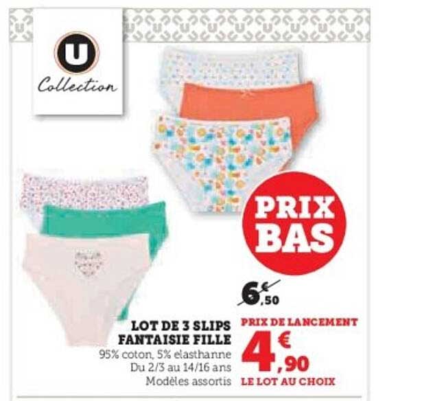 LOT DE 3 SLIPS FANTAISIE FILLE