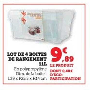 LOT DE 4 BOITES DE RANGEMENT 11L
