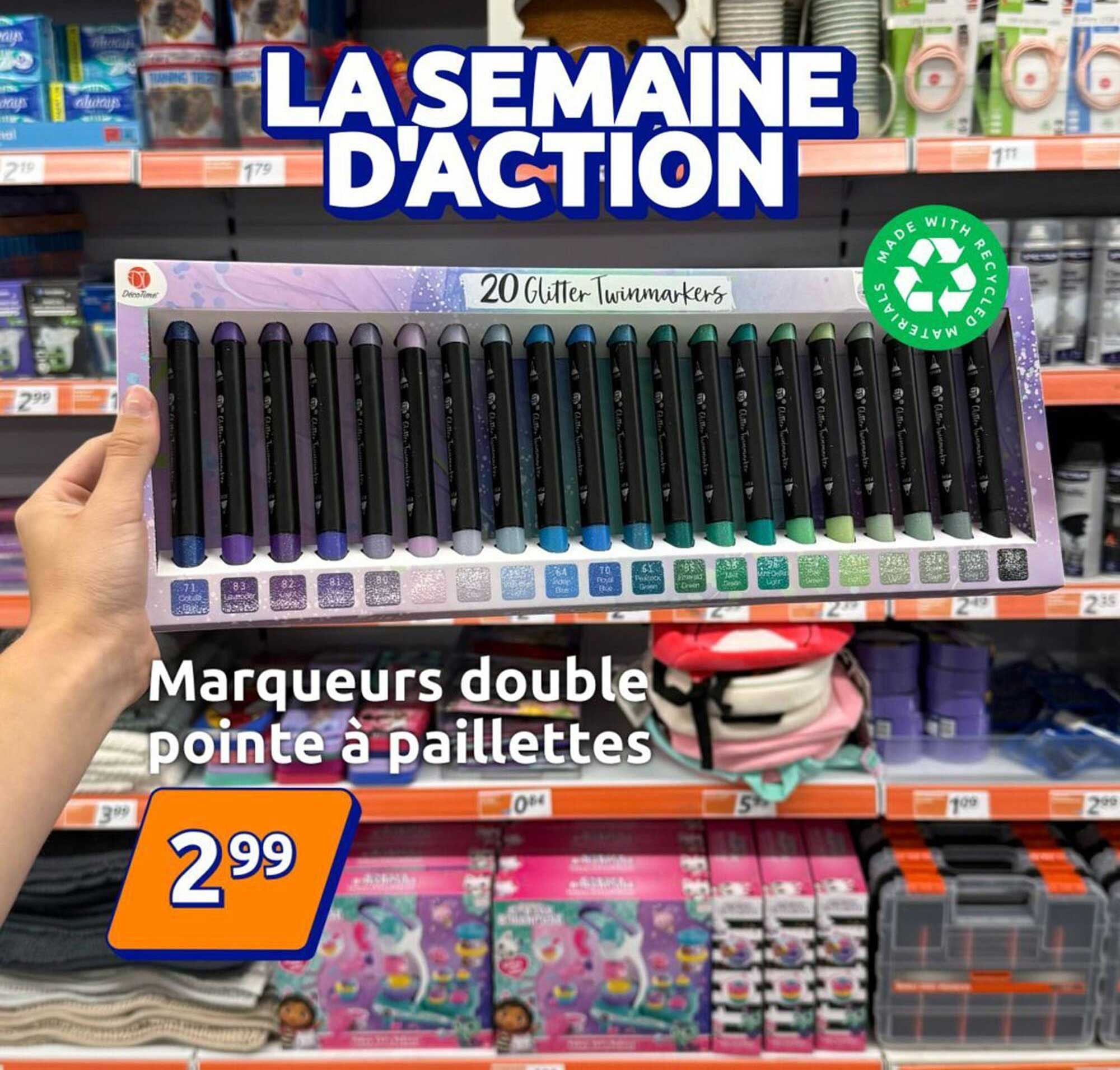 Marqueurs double pointe à paillettes