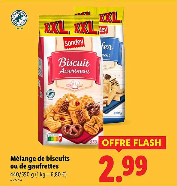 Mélange de biscuits ou de gaufrettes